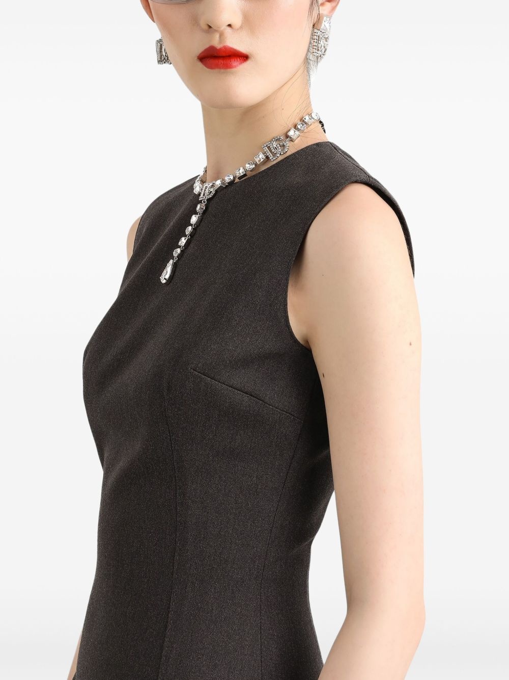 mélange-effect midi dress - 4
