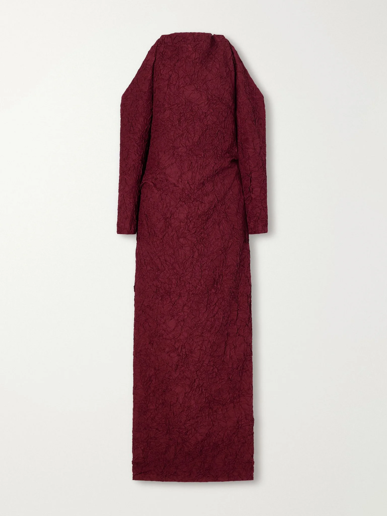 Lina open-back crinkled-silk maxi dress Burgundy - 1