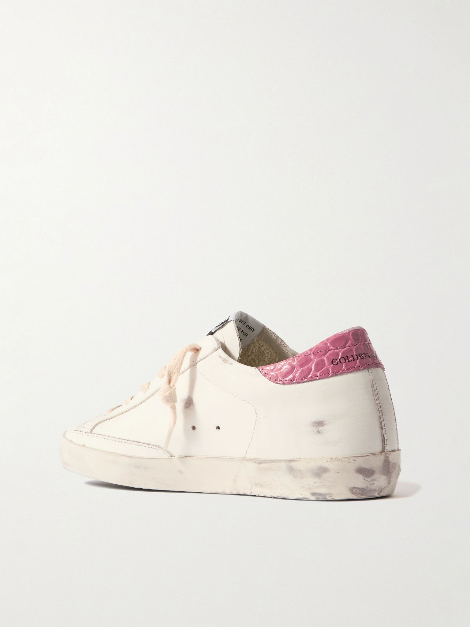Super-Star distressed glittered leather sneakers White - 3