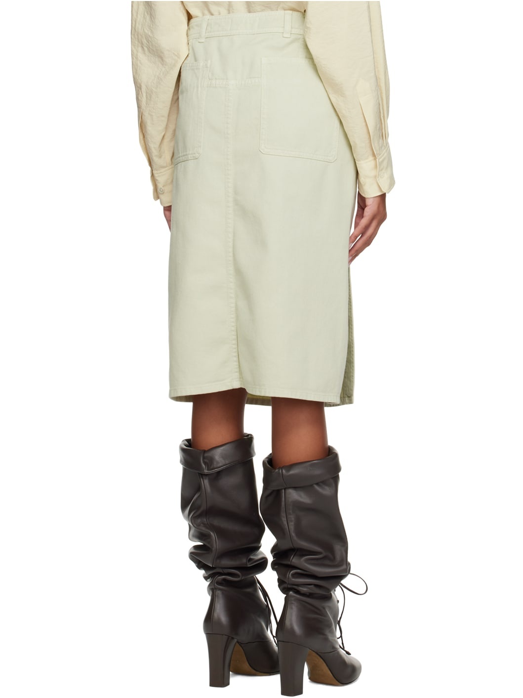Beige Straight Denim Miniskirt - 3