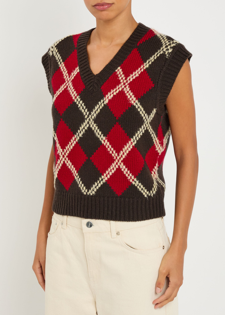 Guest In Residence Argyle Checked Wool and Cashmere-blend Vest - 2