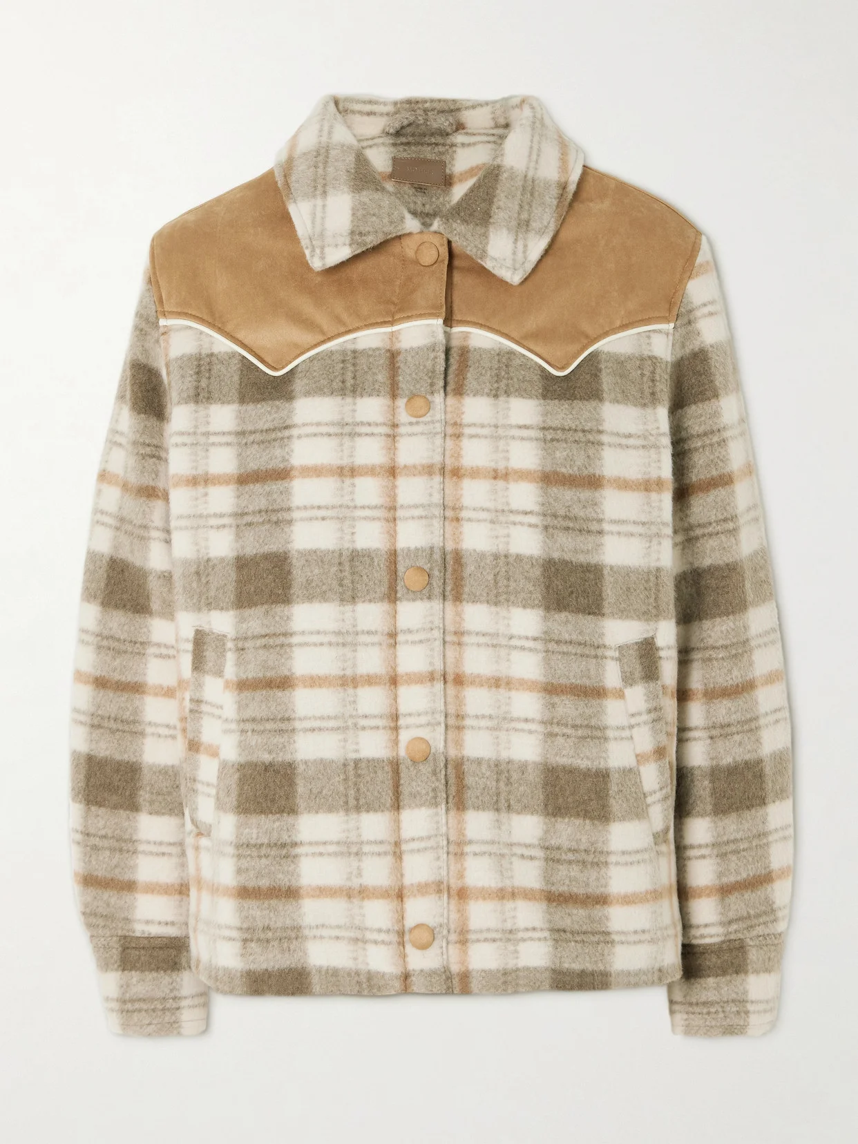 After School Faux Suede-trimmed Checked Fleece Jacket - 1