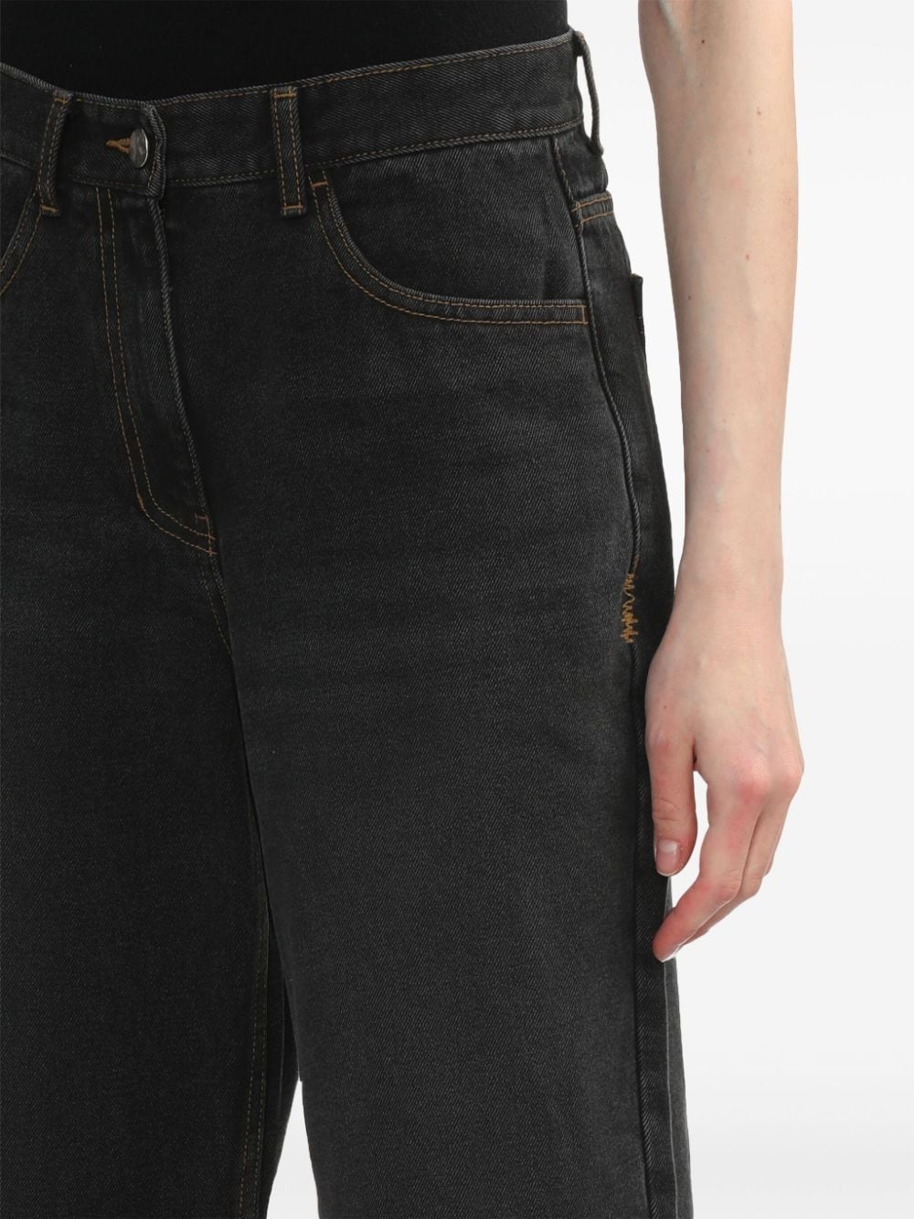 washed wide-leg jeans - 5