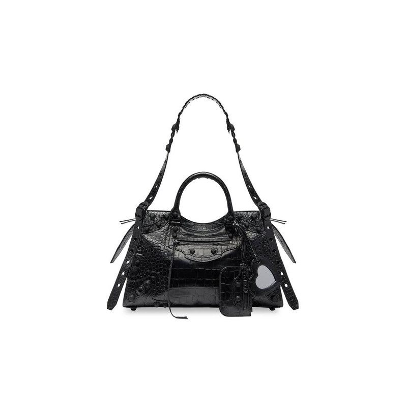 Women's Neo Cagole City Handbag Crocodile Embossed  in Black 1