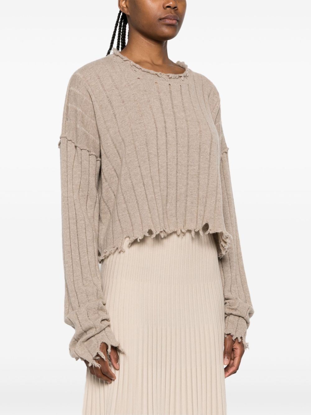 distressed-efffect cashmere jumper - 3