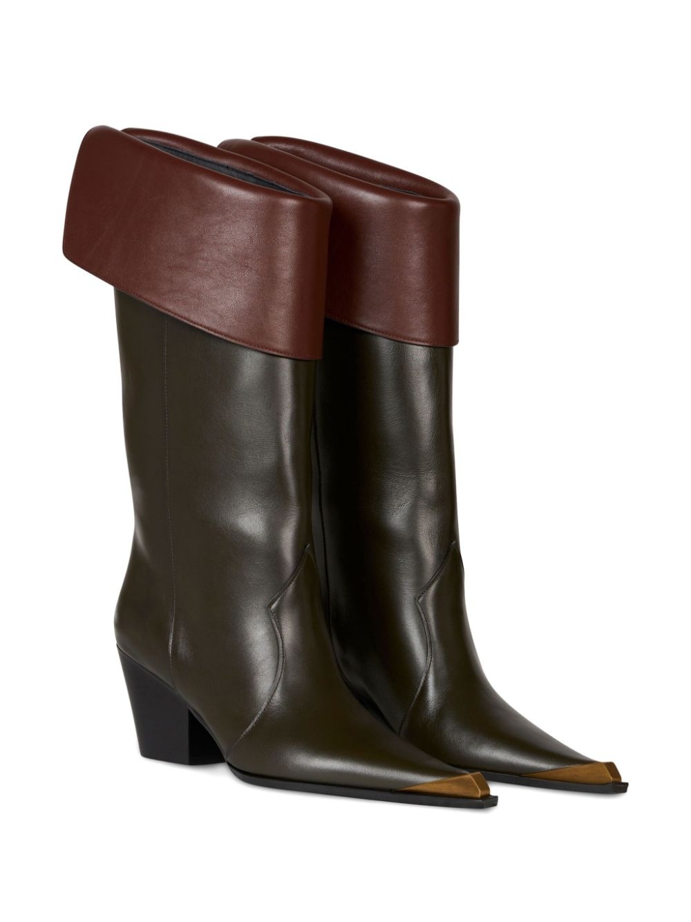 leather mic-calf boots - 2