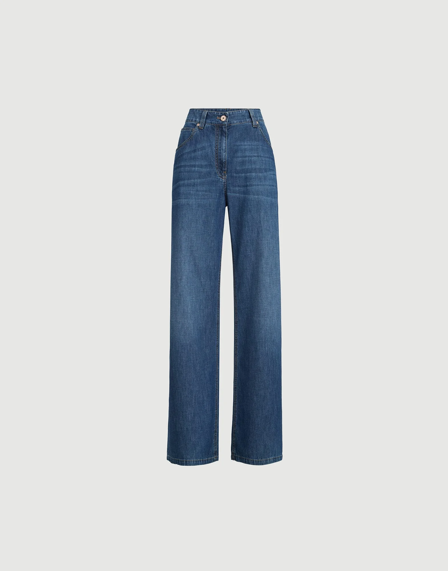 Lightweight denim baggy trousers with monili - 1