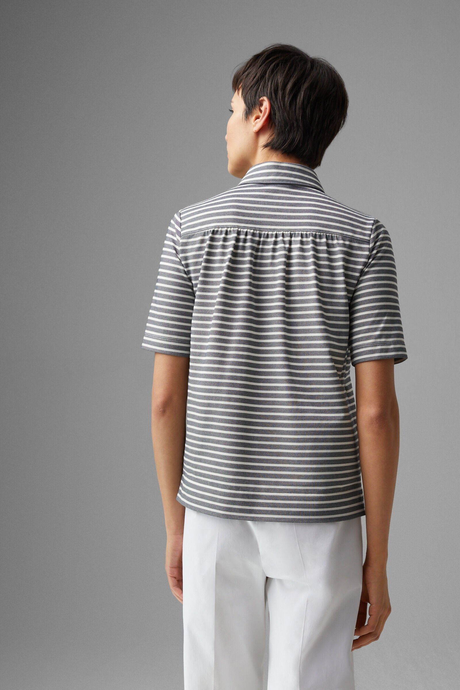Peony Polo shirt in Navy blue/White - 3