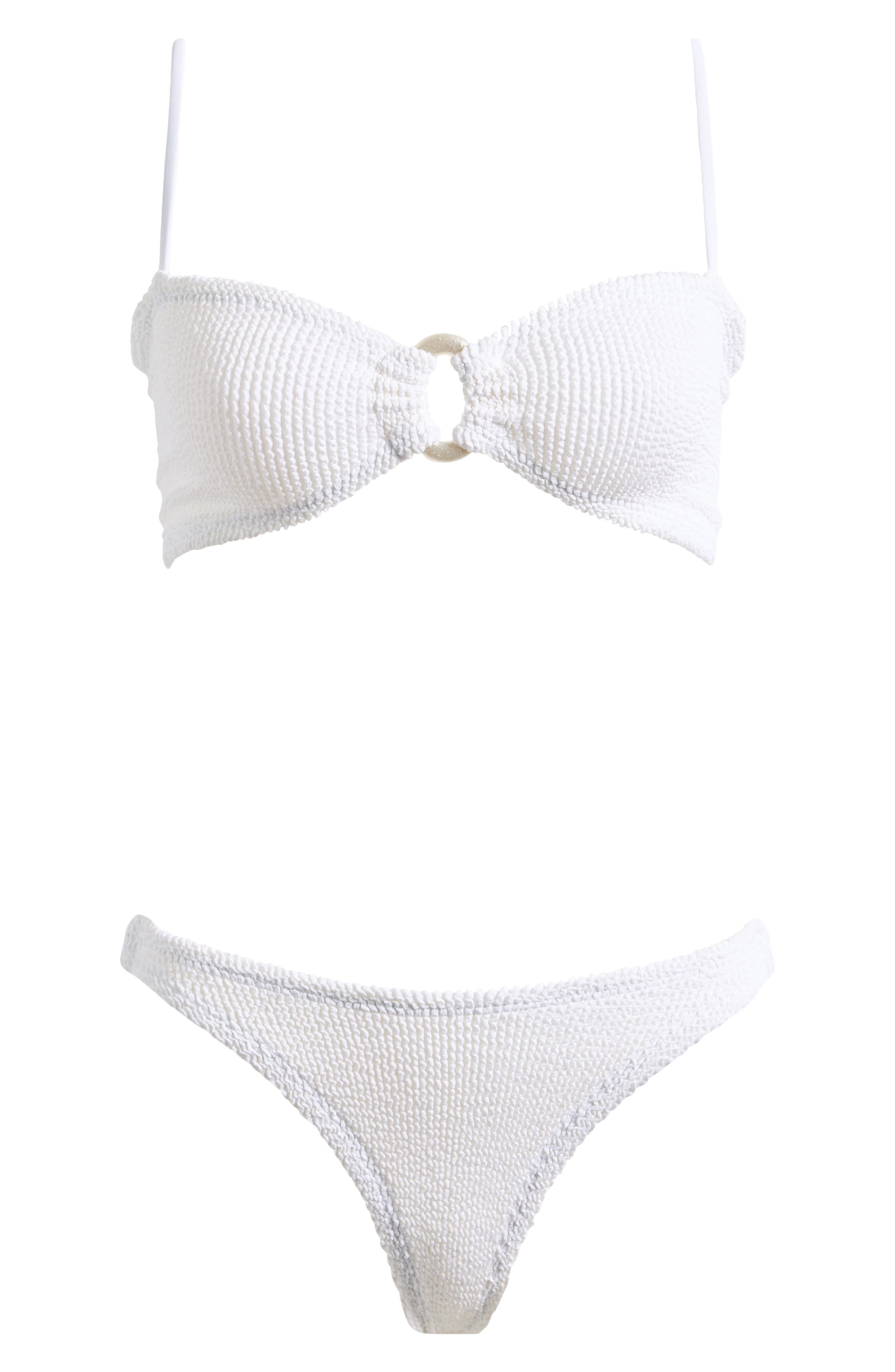Hunza G Misty Pearly Hoop Textured Two-Piece Swimsuit in White at Nordstrom - 6