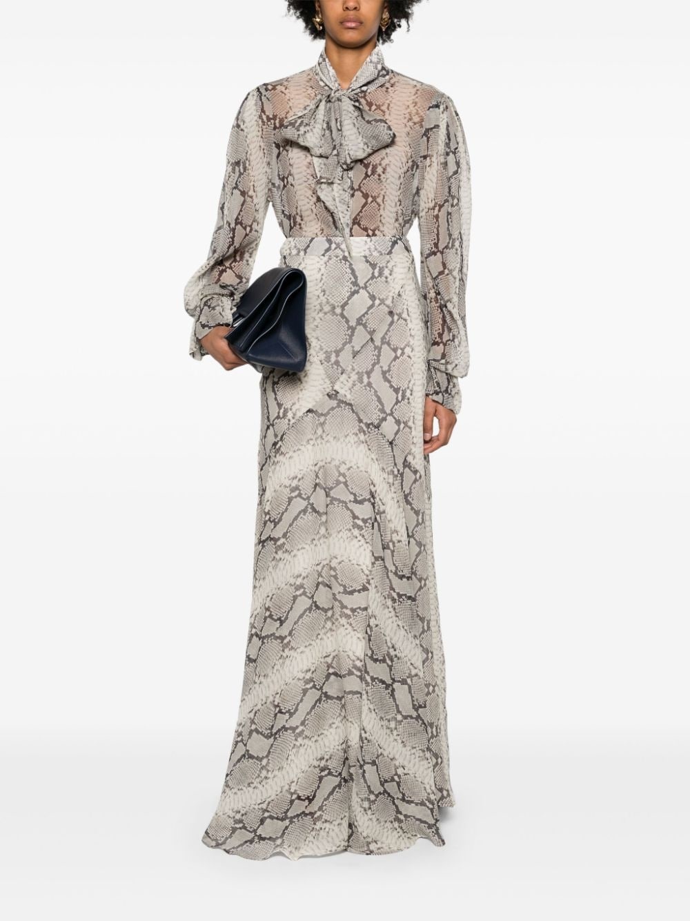 snakeskin-print mermaid maxi skirt - 2