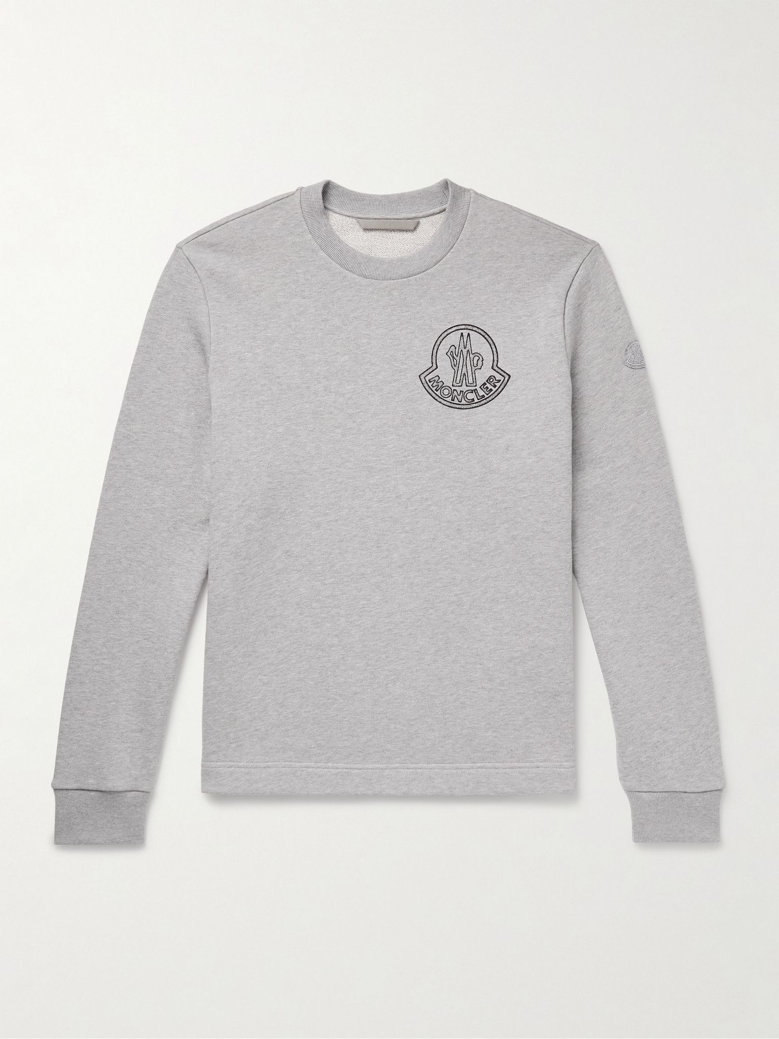 Logo-Print Appliquéd Cotton-Jersey Sweatshirt Gray - 1