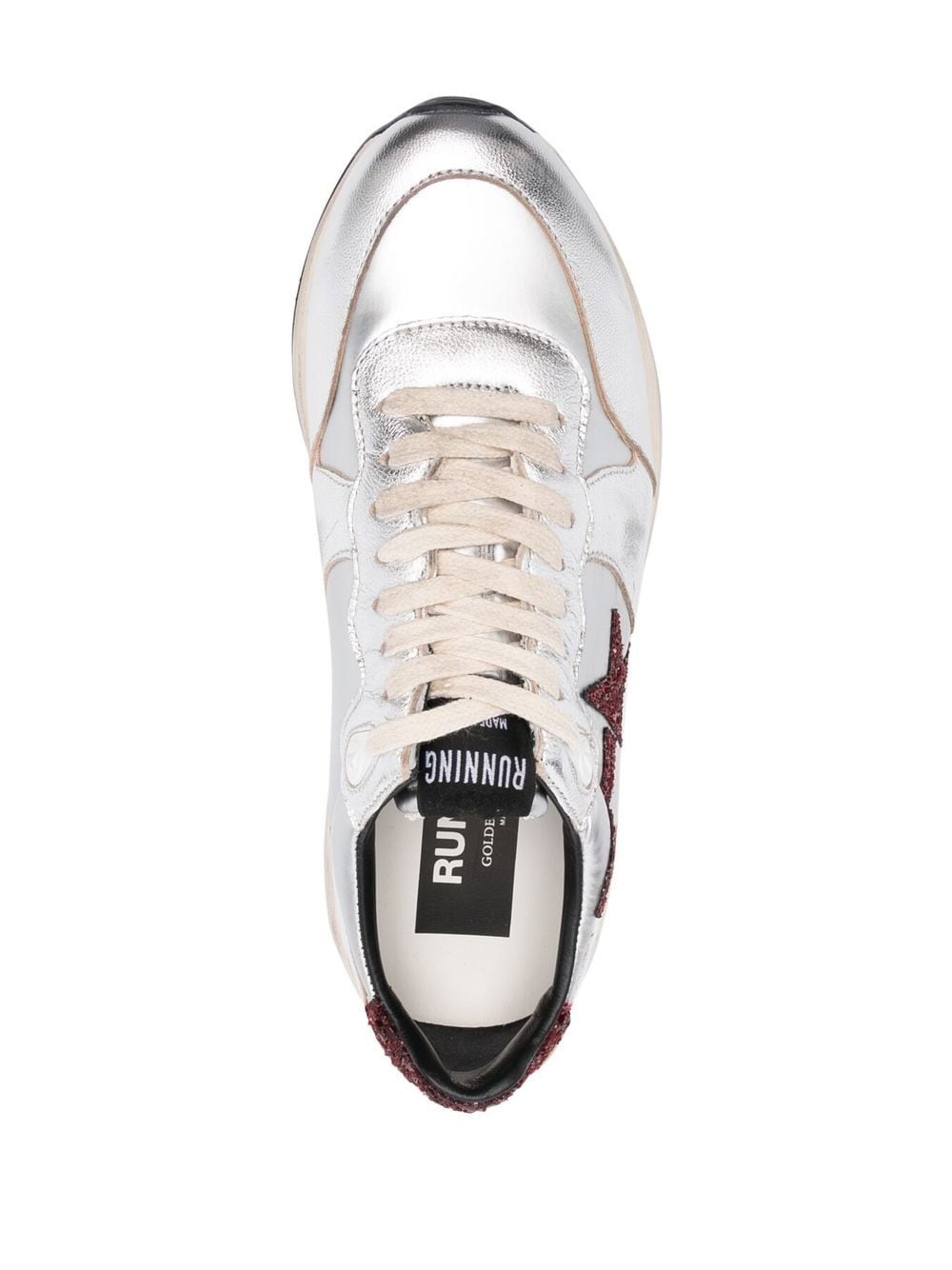 star patch metallic leather sneakers - 4