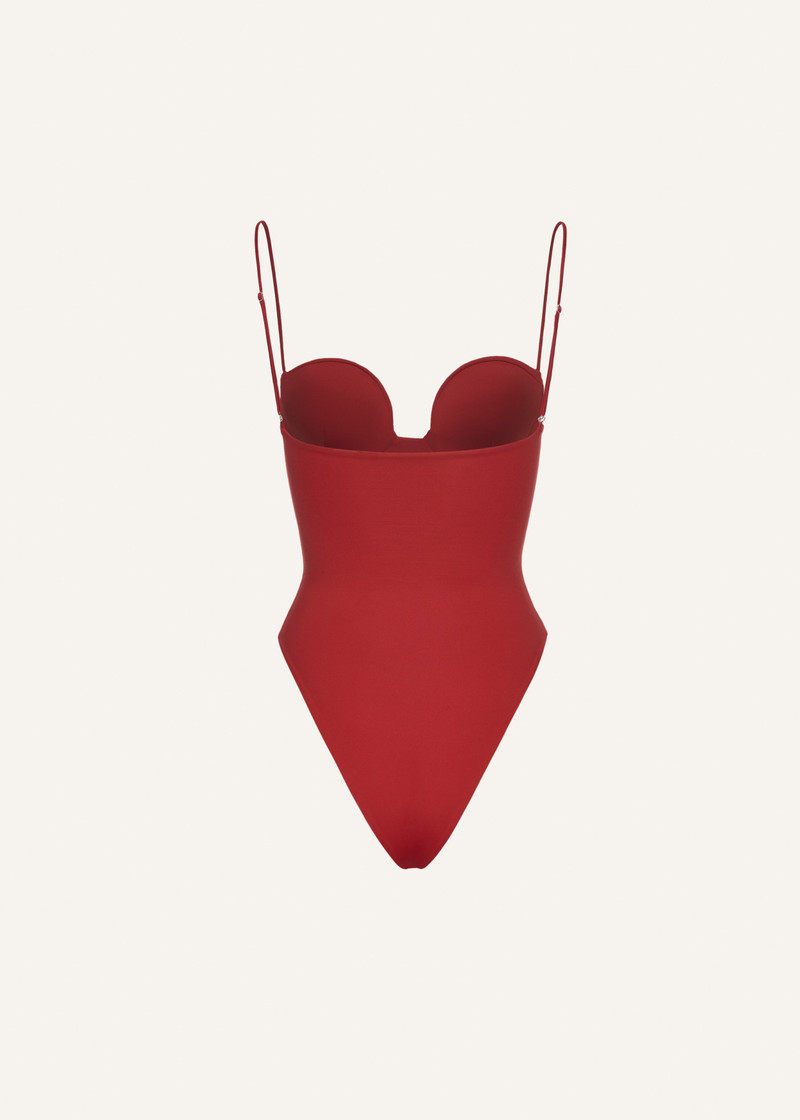 Retro bustier swimsuit in red 2