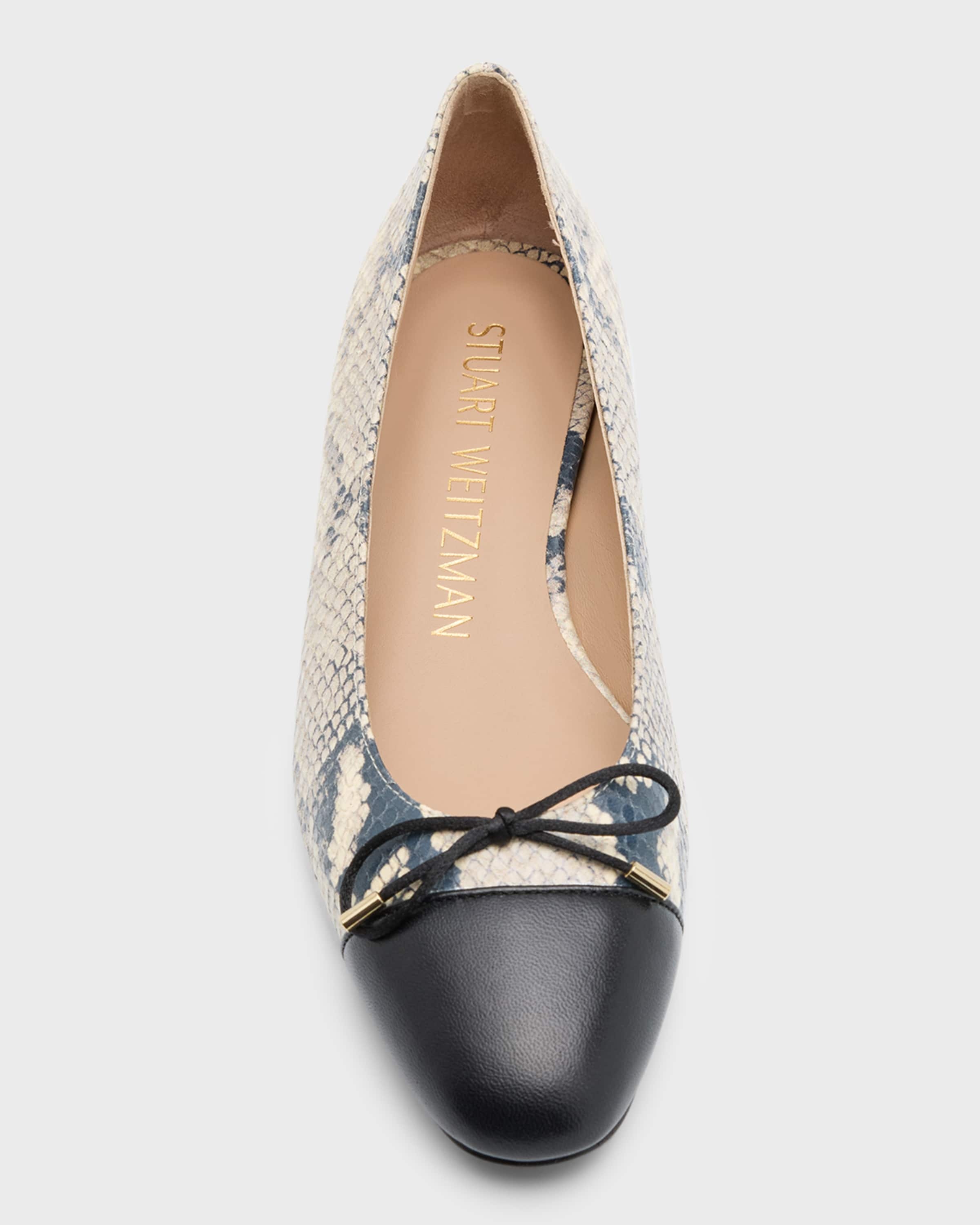 Sleek Snake-Print Bow Ballerina Flats - 5