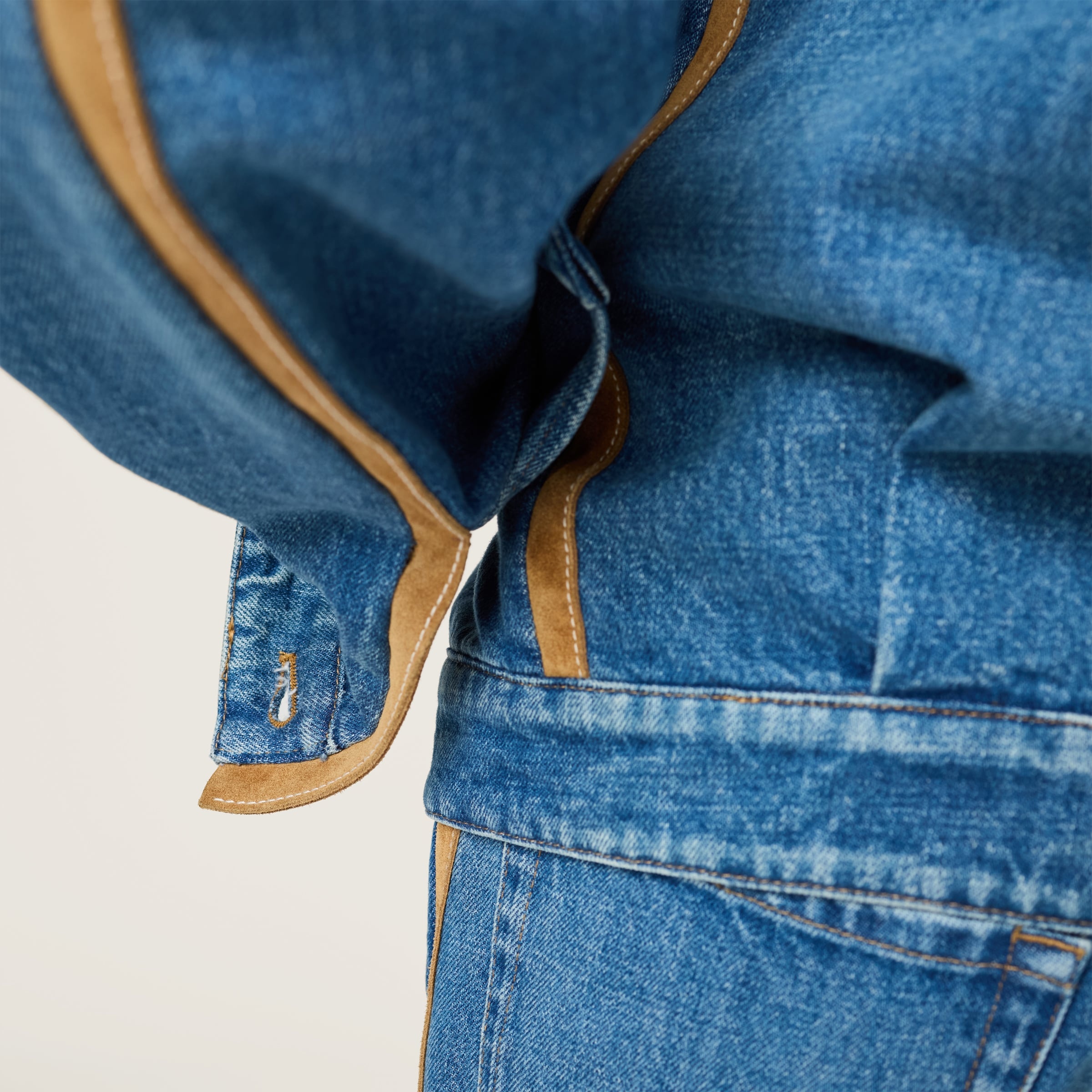 Denim and leather blouson jacket - 6