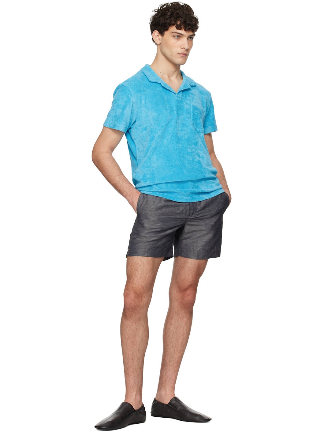 Blue Terry Towelling Polo - 4