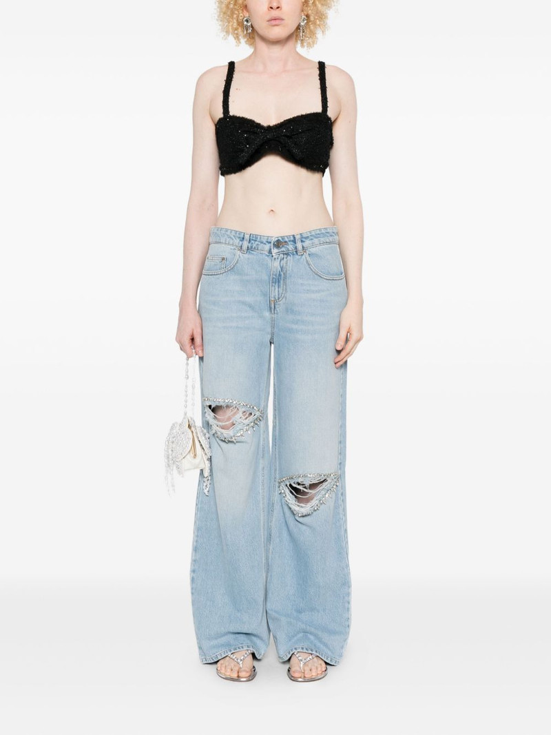 Alessandra Rich sequin-embellished bow top outlook