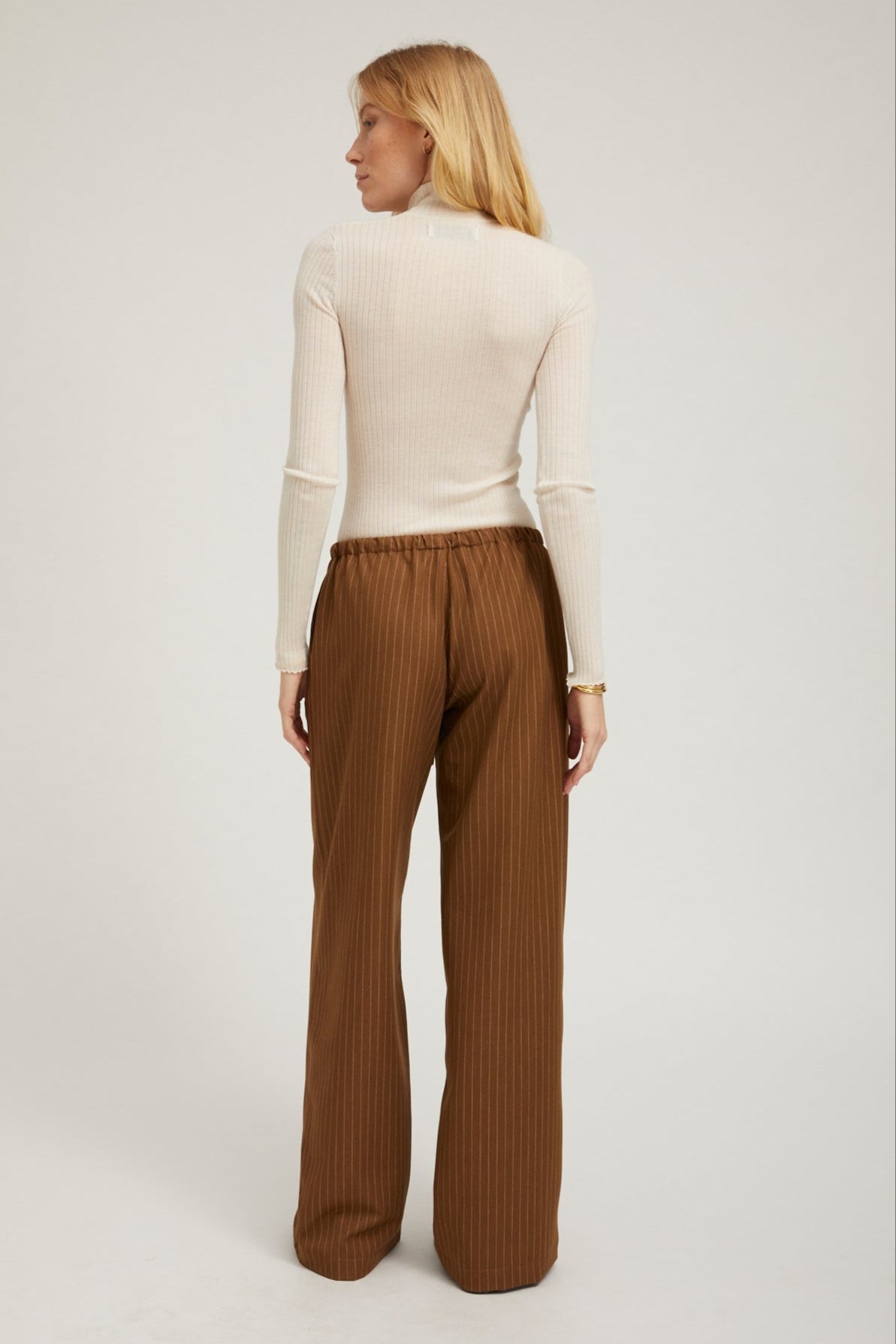 CAMEL STRIPE DRAWSTRING PANTS - 5
