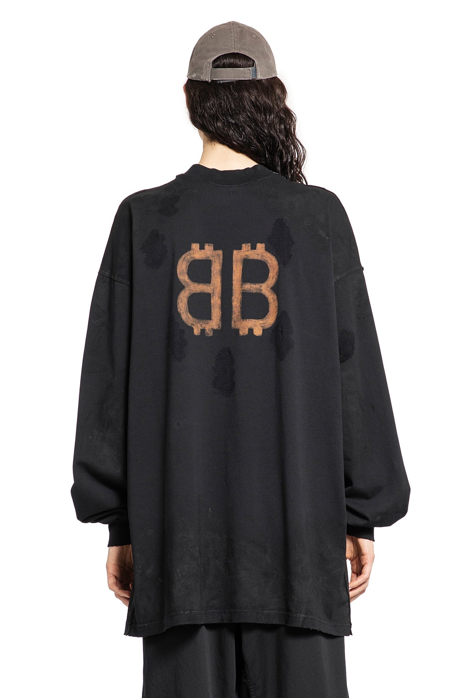 【BALENCIAGA】PARIS MOON VINTAGE 長袖 Tシャツ ロングTシャツ ホワイト の ウィメンズ PARIS MOON DOUBLE FRONT ロング