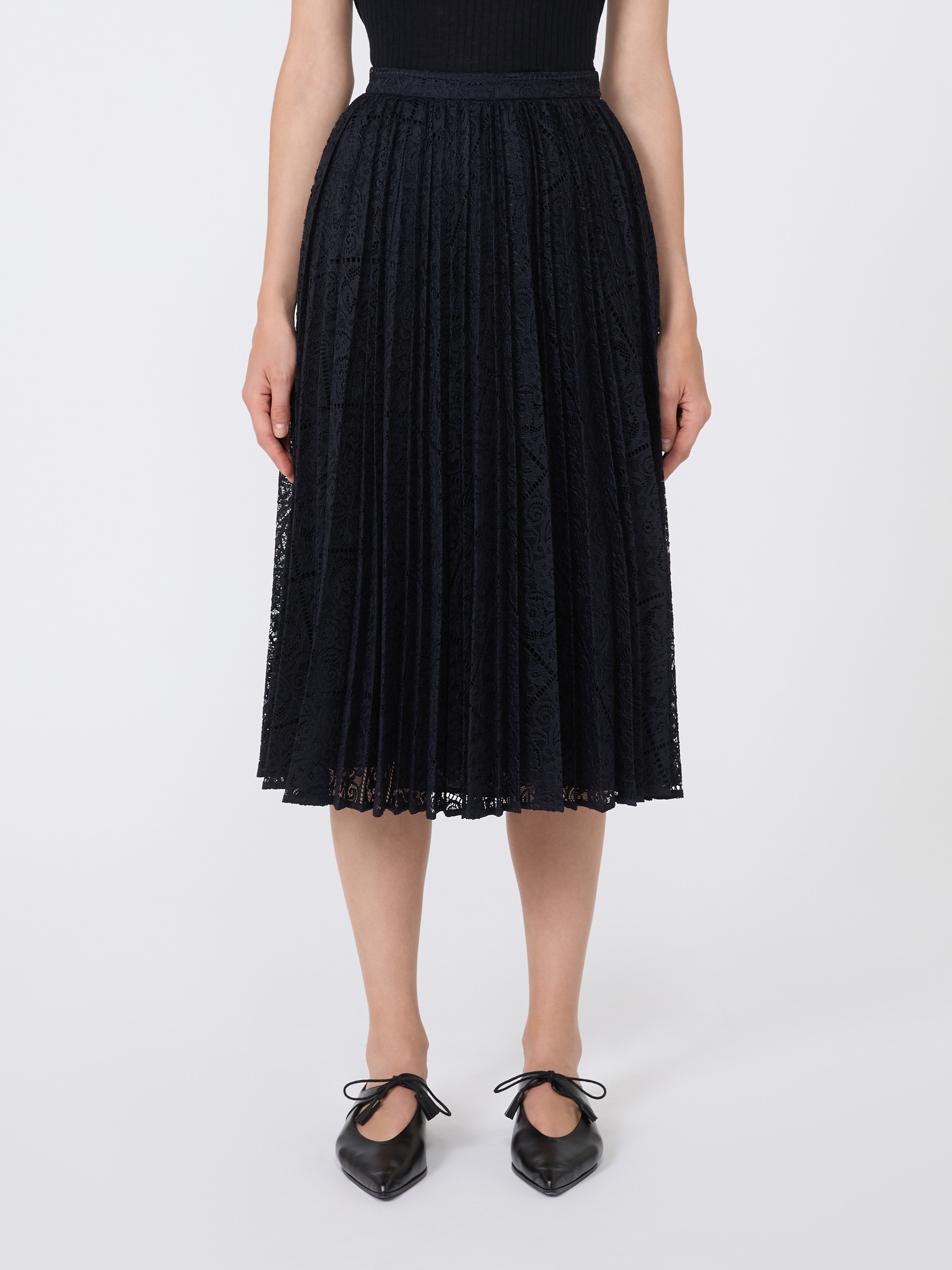 LEANDRO Plissé-pleated lace skirt - 3