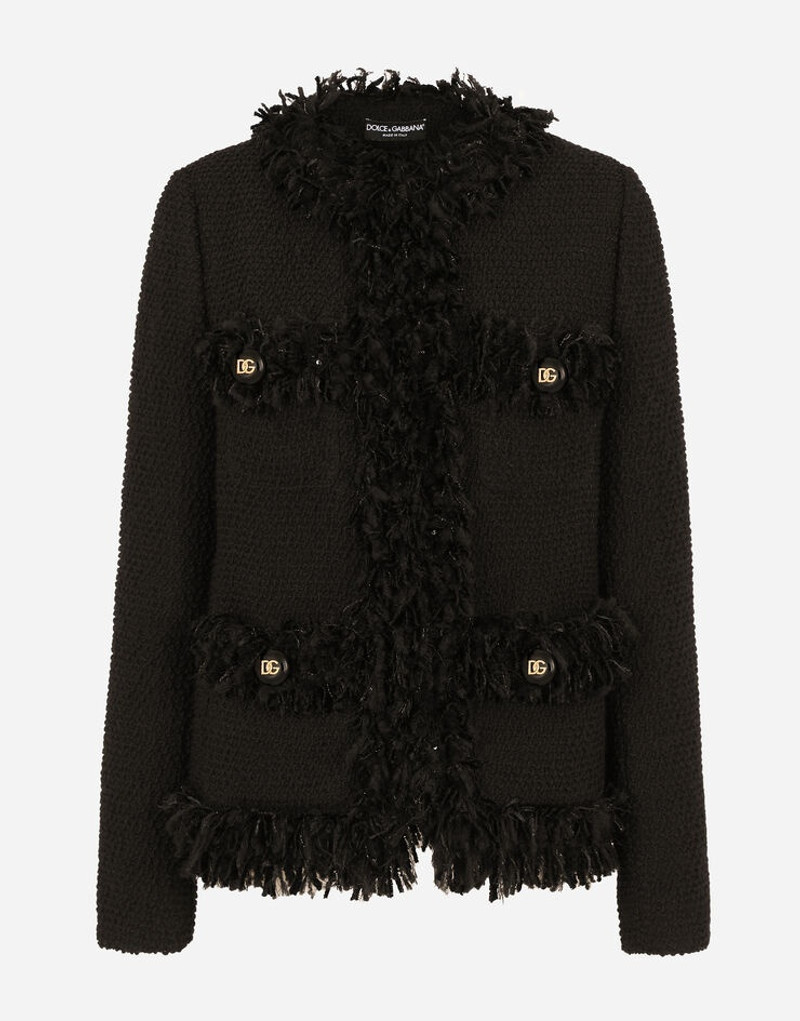 Single-breasted bouclé jacket 1