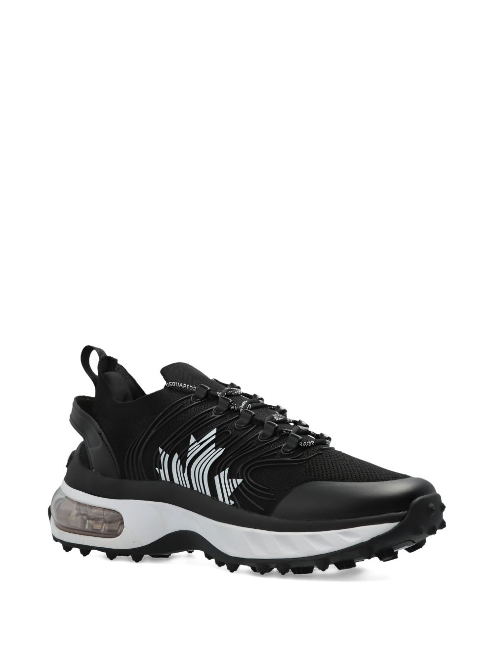 wave-pattern lace-up low-top sneakers - 2