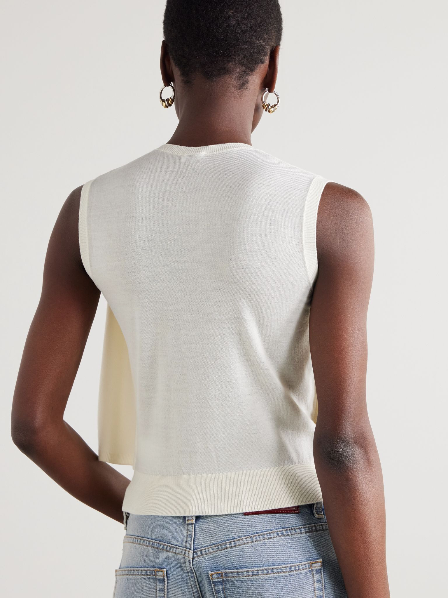 Layered wool-jersey top White - 4