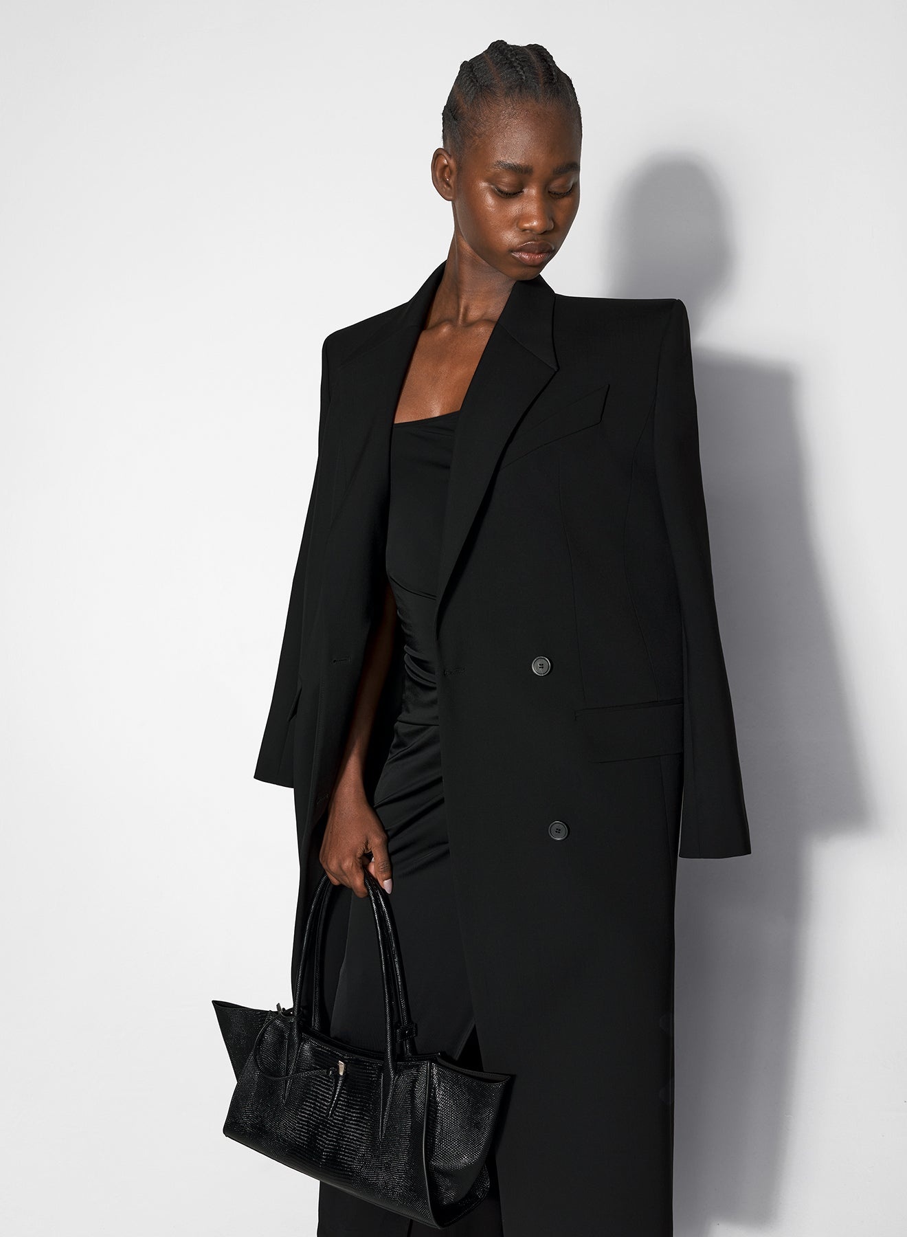 black double-breasted wool coat - 5