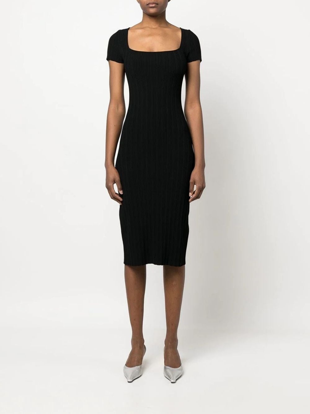 ribbed-knit short-sleeve dress - 3