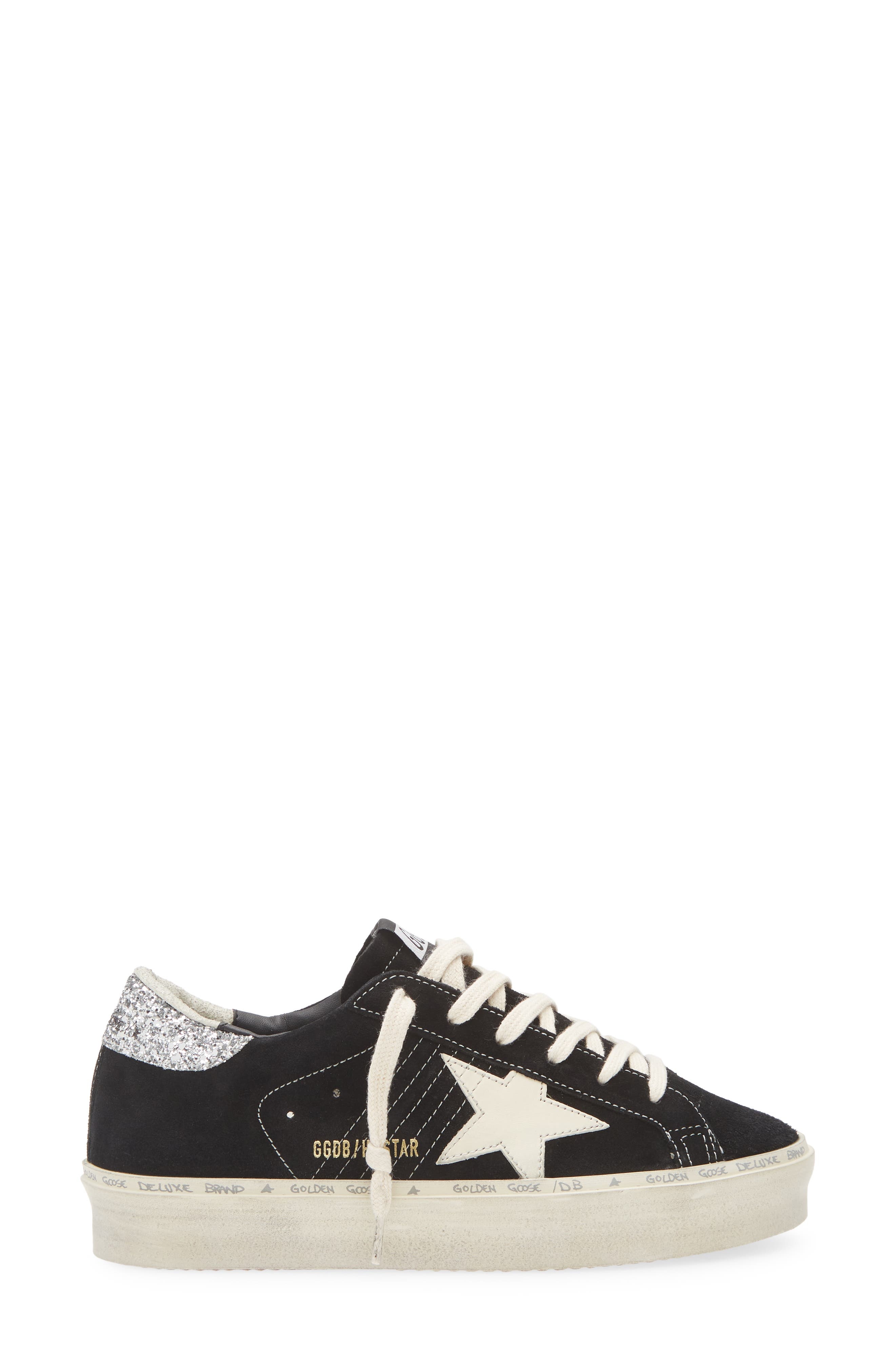 Golden Goose Hi Star Platform Sneaker in Black/Ivory/Silver at Nordstrom - 3