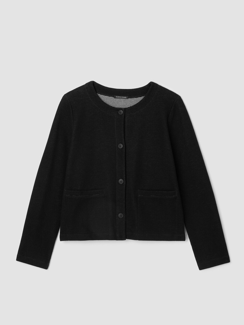 Doubleknit Organic Cotton Stripe Round Neck Jacket 1