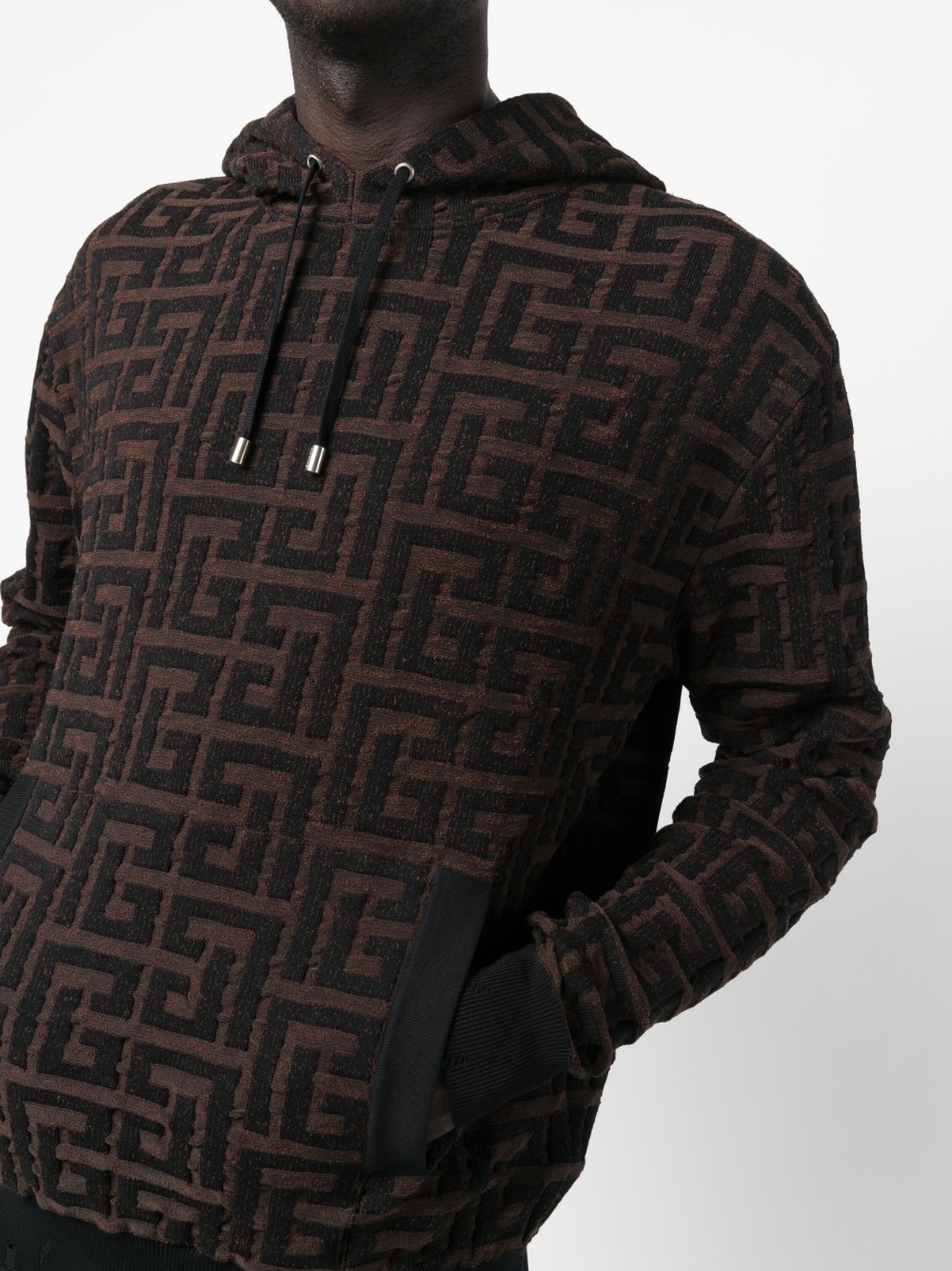 monogram-jacquard cotton hoodie - 5