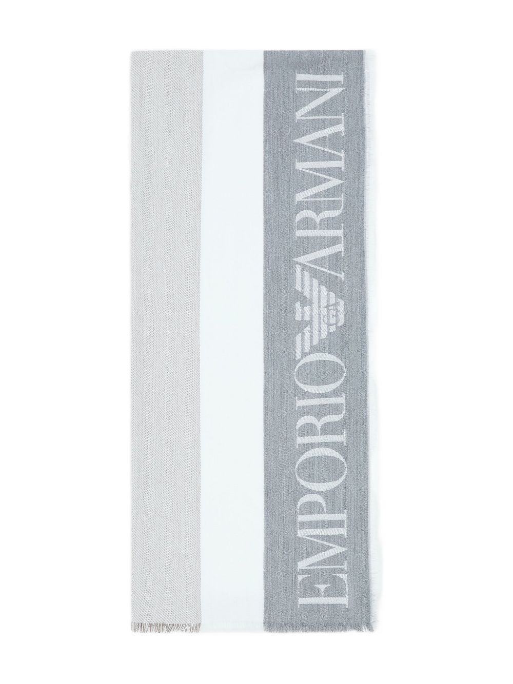 logo-jacquard fringed scarf - 1