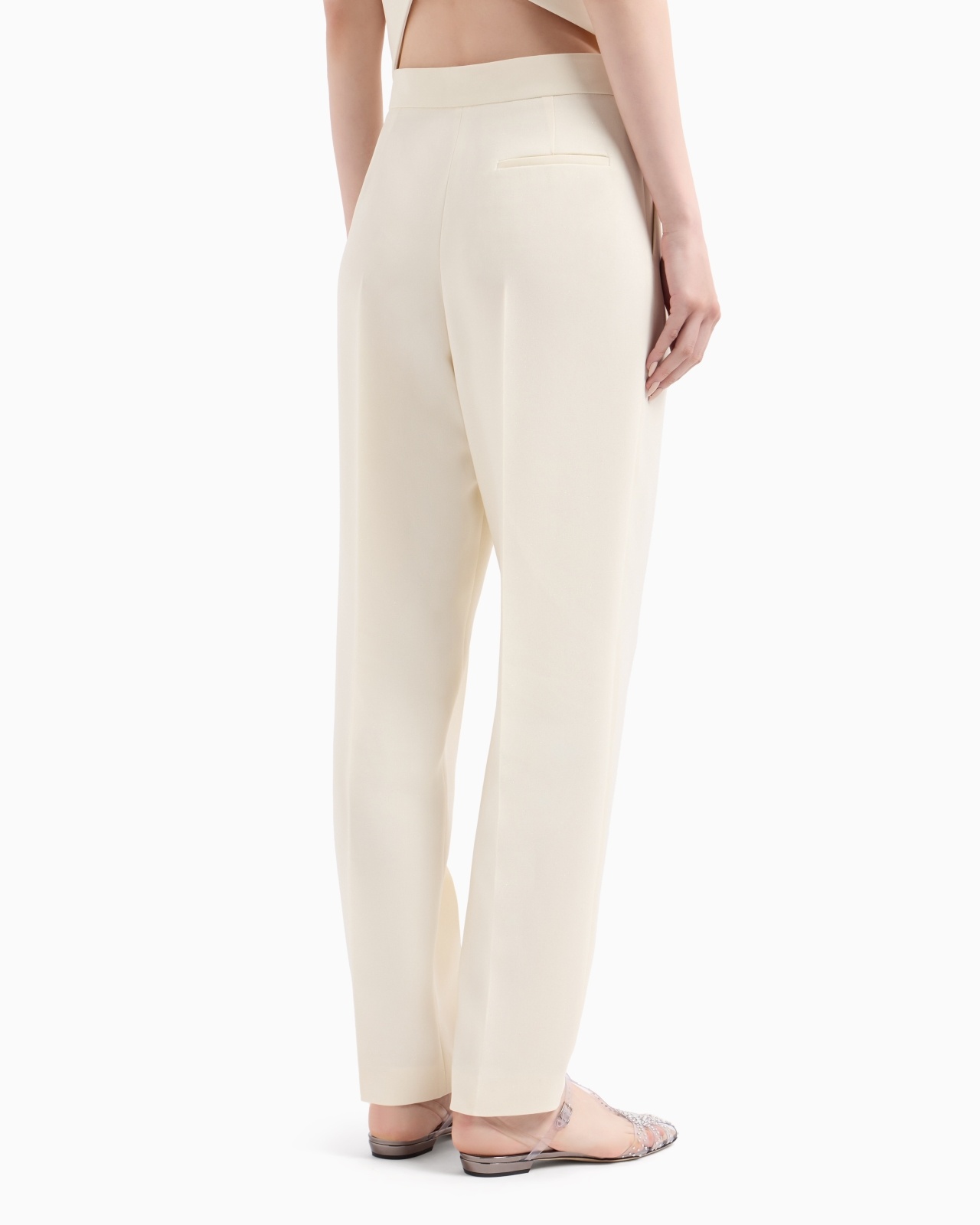 GLITTER SILK CADY TROUSERS WITH PLEATS - 3