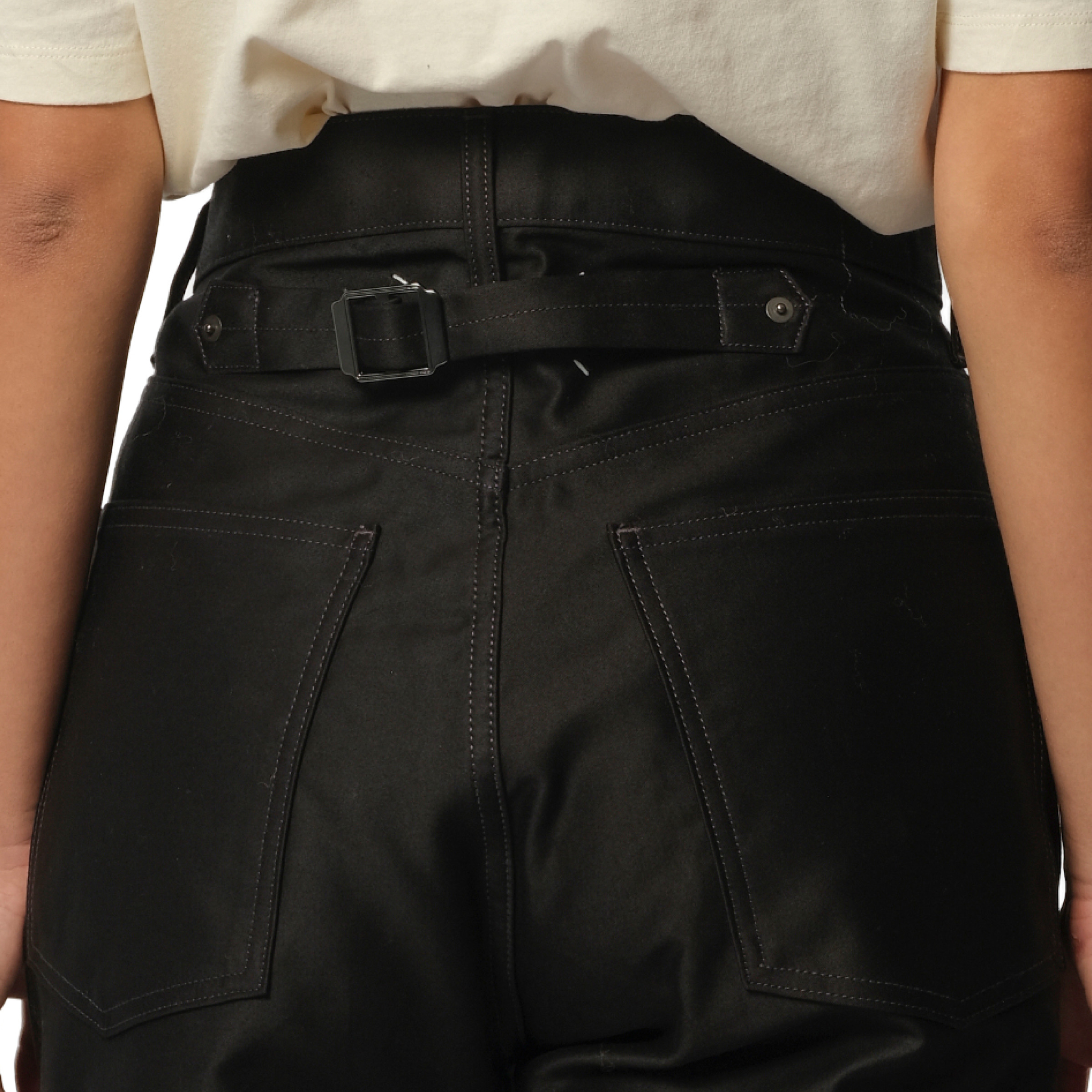 Cotton Satin 5 Pocket Pants in Black - 3