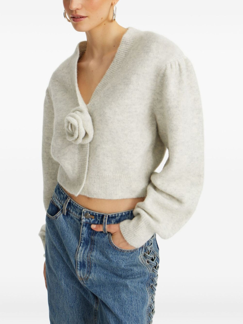 puff-sleeve rose-embellished cardigan 4
