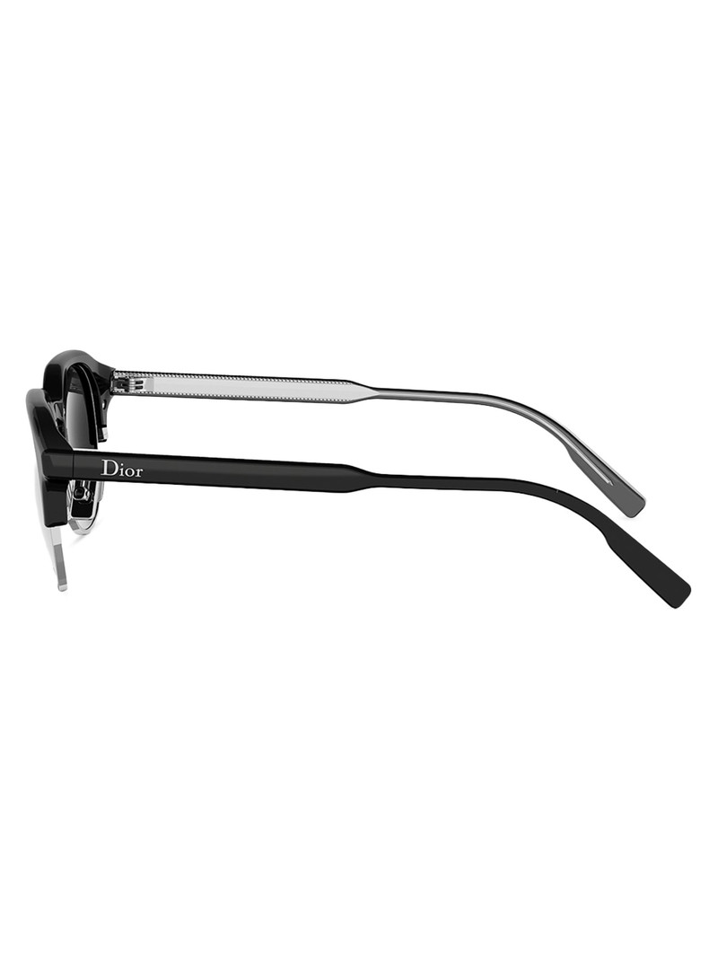 Men's DioRibbon R1I 49MM Round Sunglasses - Black Smoke 1