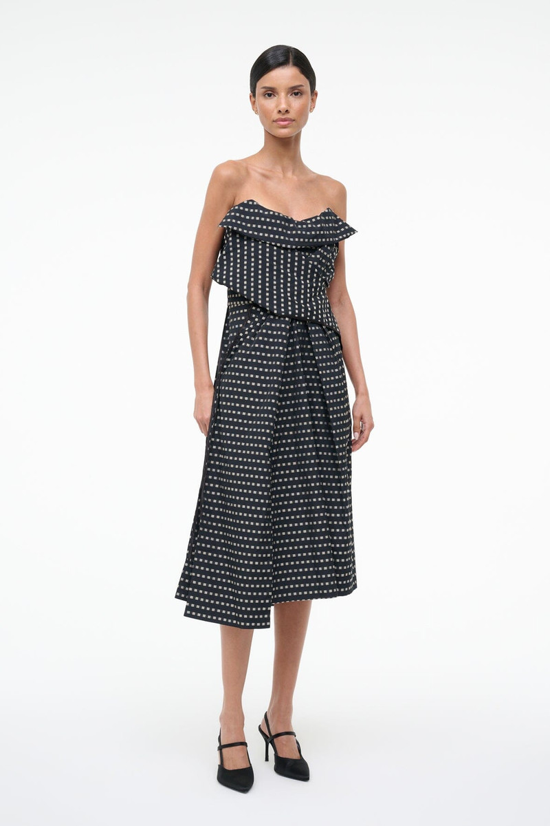 STAUD ALESSIA DRESS BLACK GEO 1