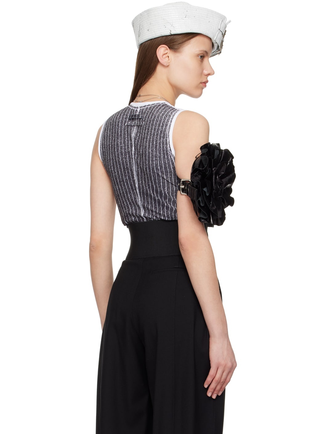 White & Black 'Trompe L'oeil' Tank Top - 3