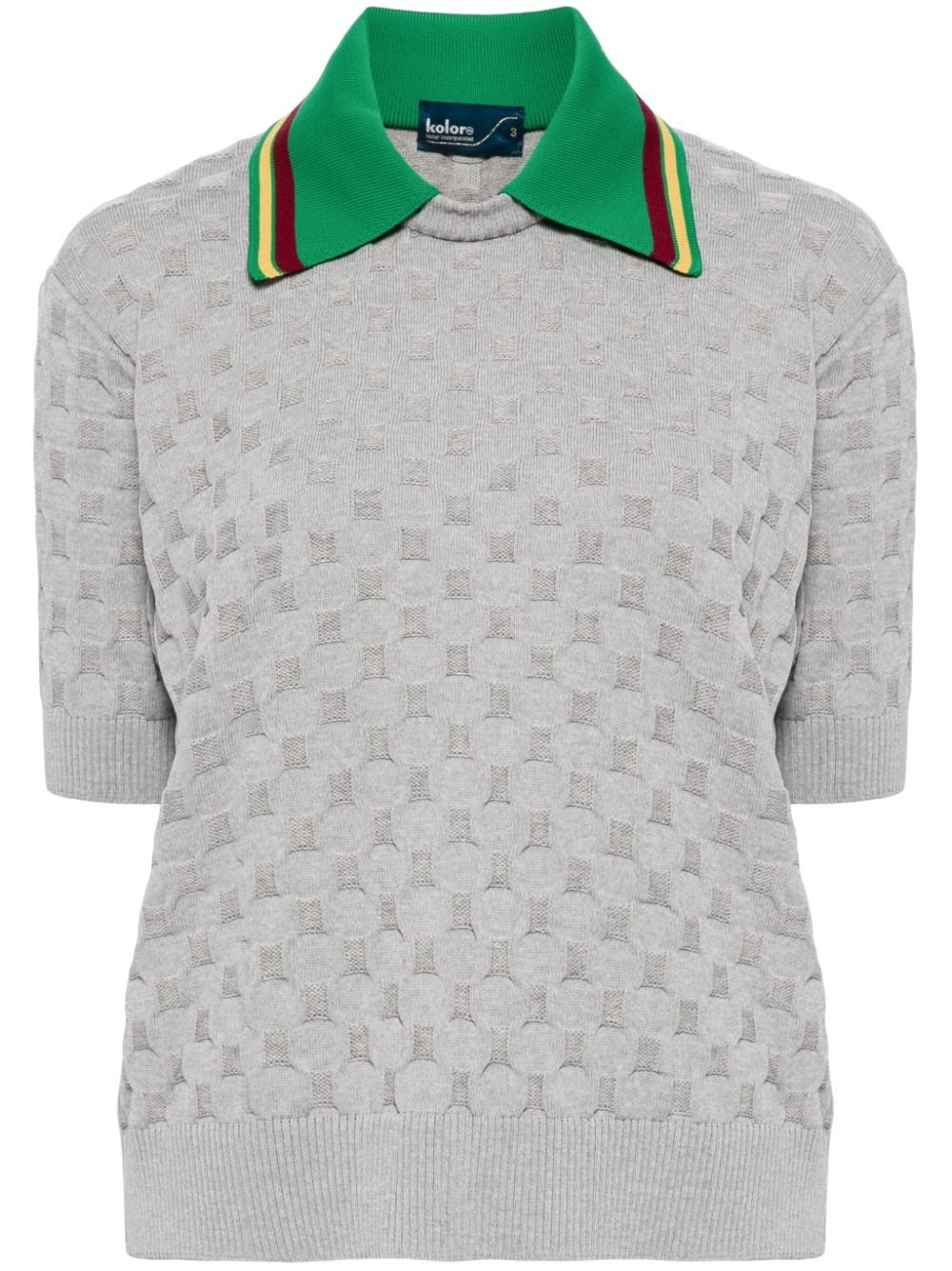 geometric knitted polo shirt - 1