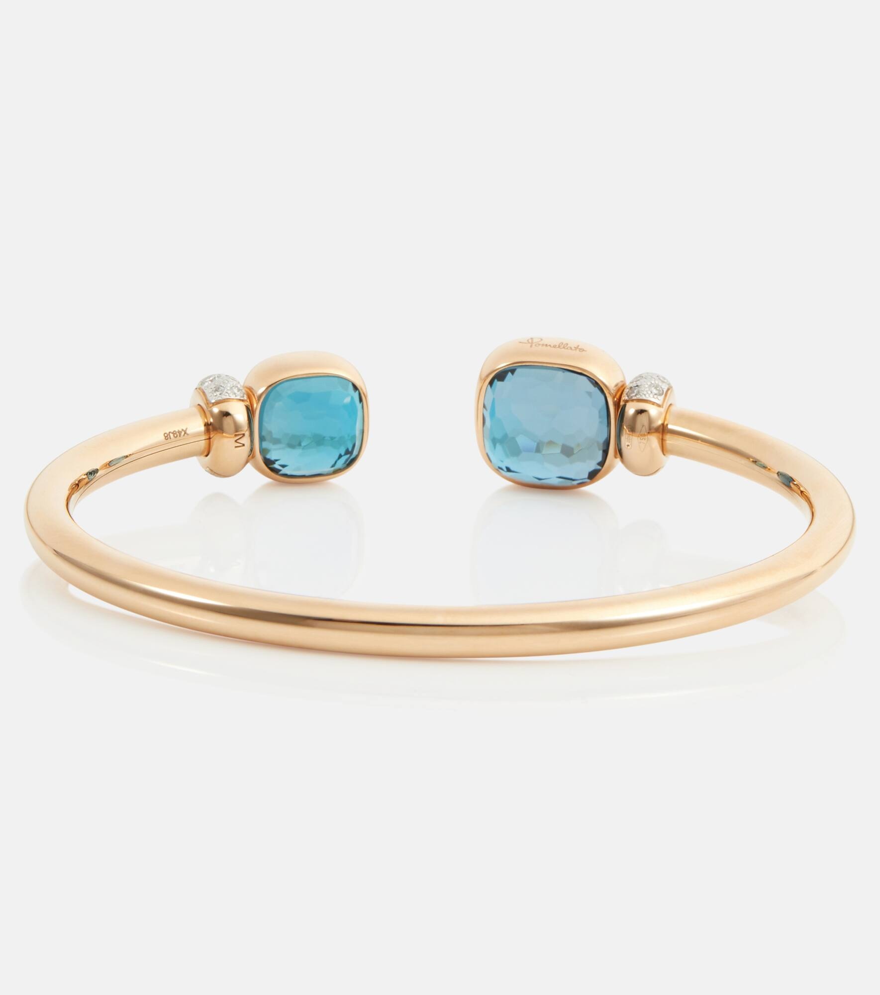 Nudo 18kt rose gold bangle with blue topaz and diamond - 4