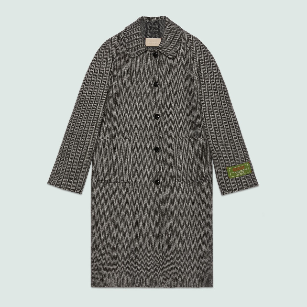 Reversible chevron GG wool coat - 1