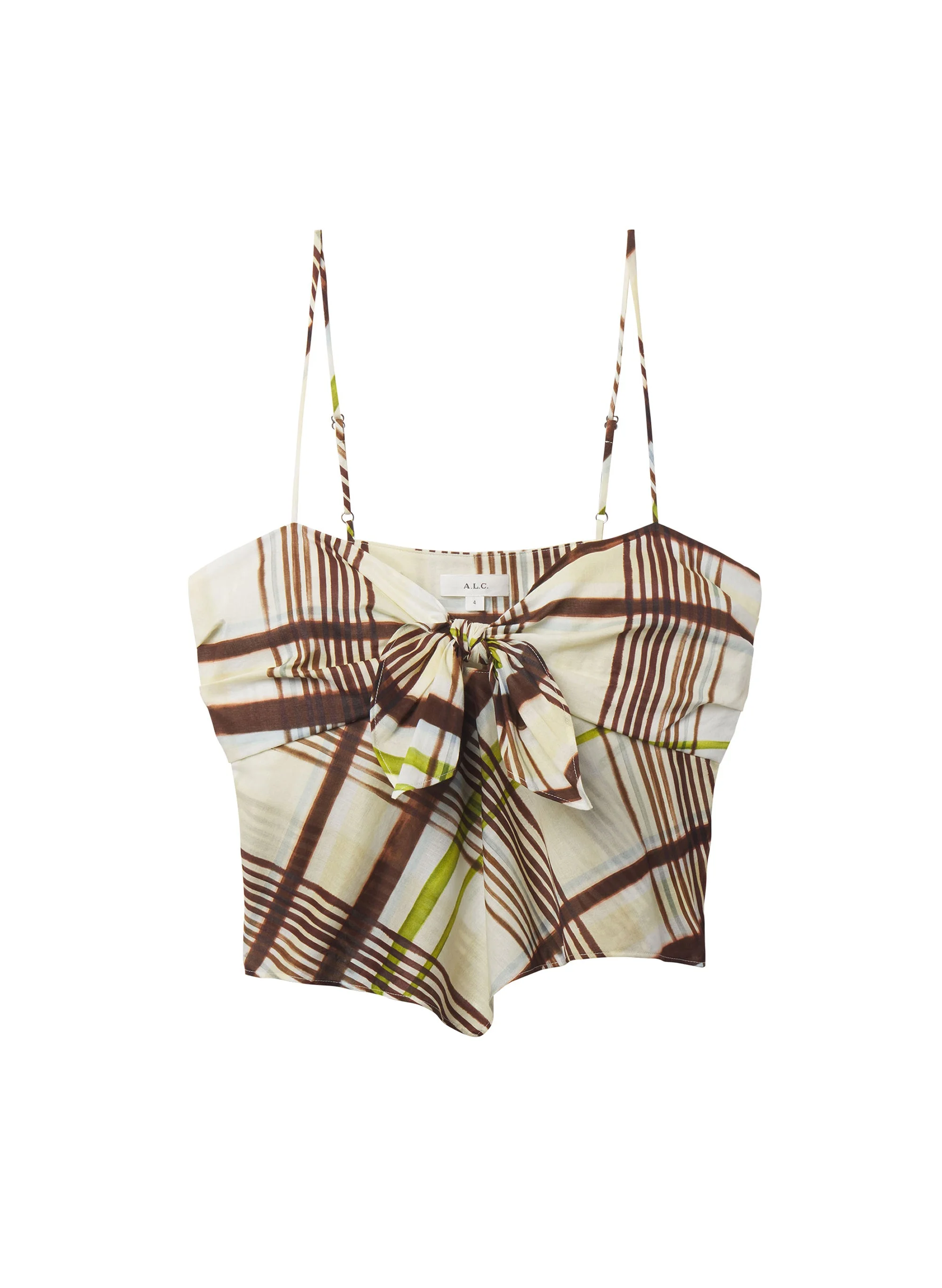 Hailey Plaid Cotton Tie Front Top - 1