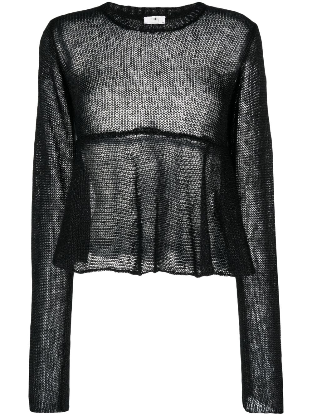 flared-hem open-knit jumper - 1