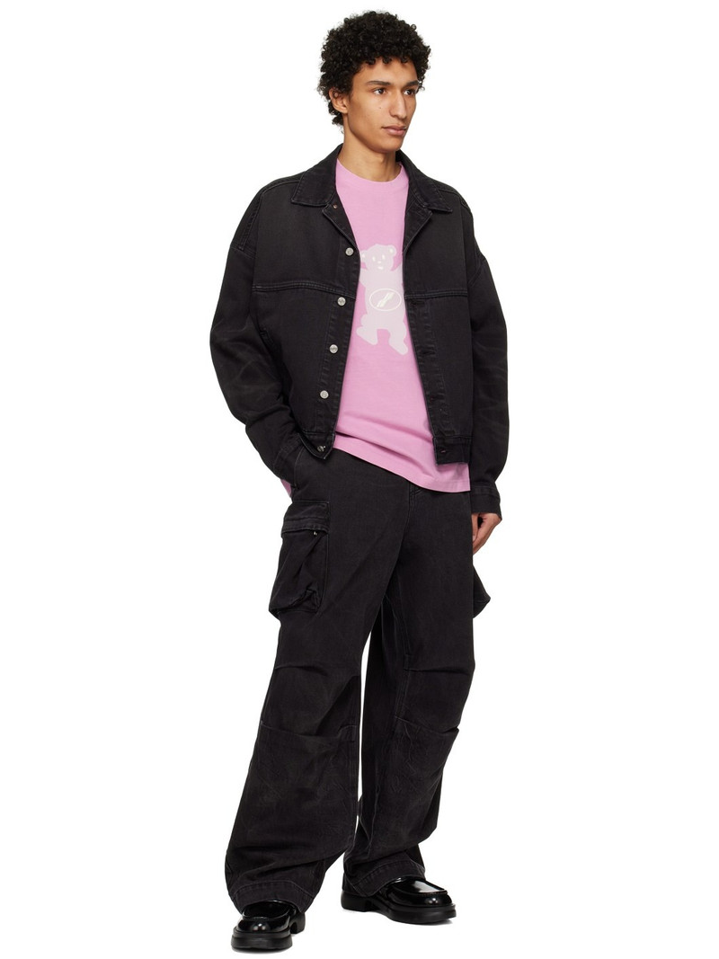 We11done Black Graphic Denim Jacket outlook