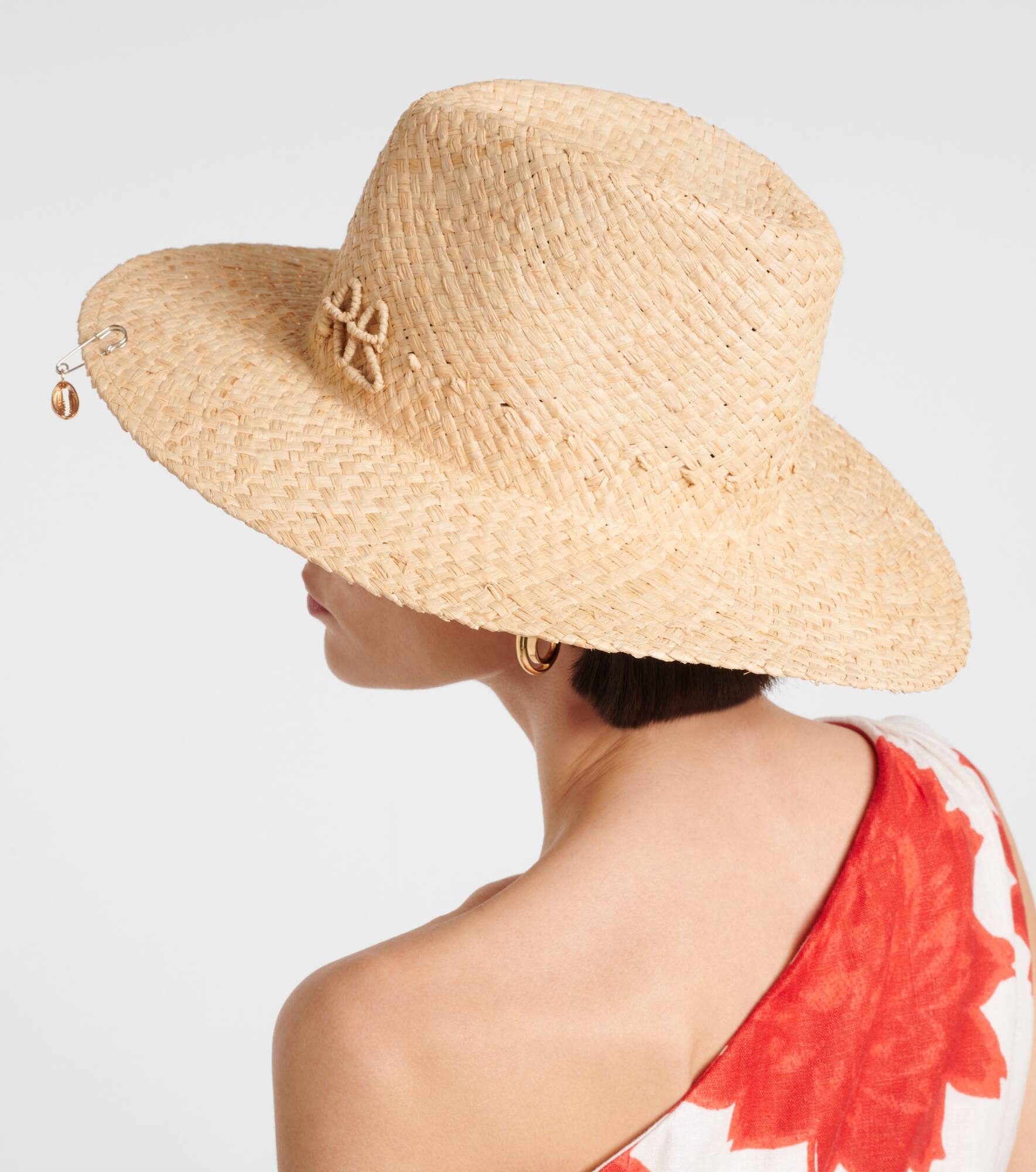 Logo faux pearl-embellished straw fedora - 5