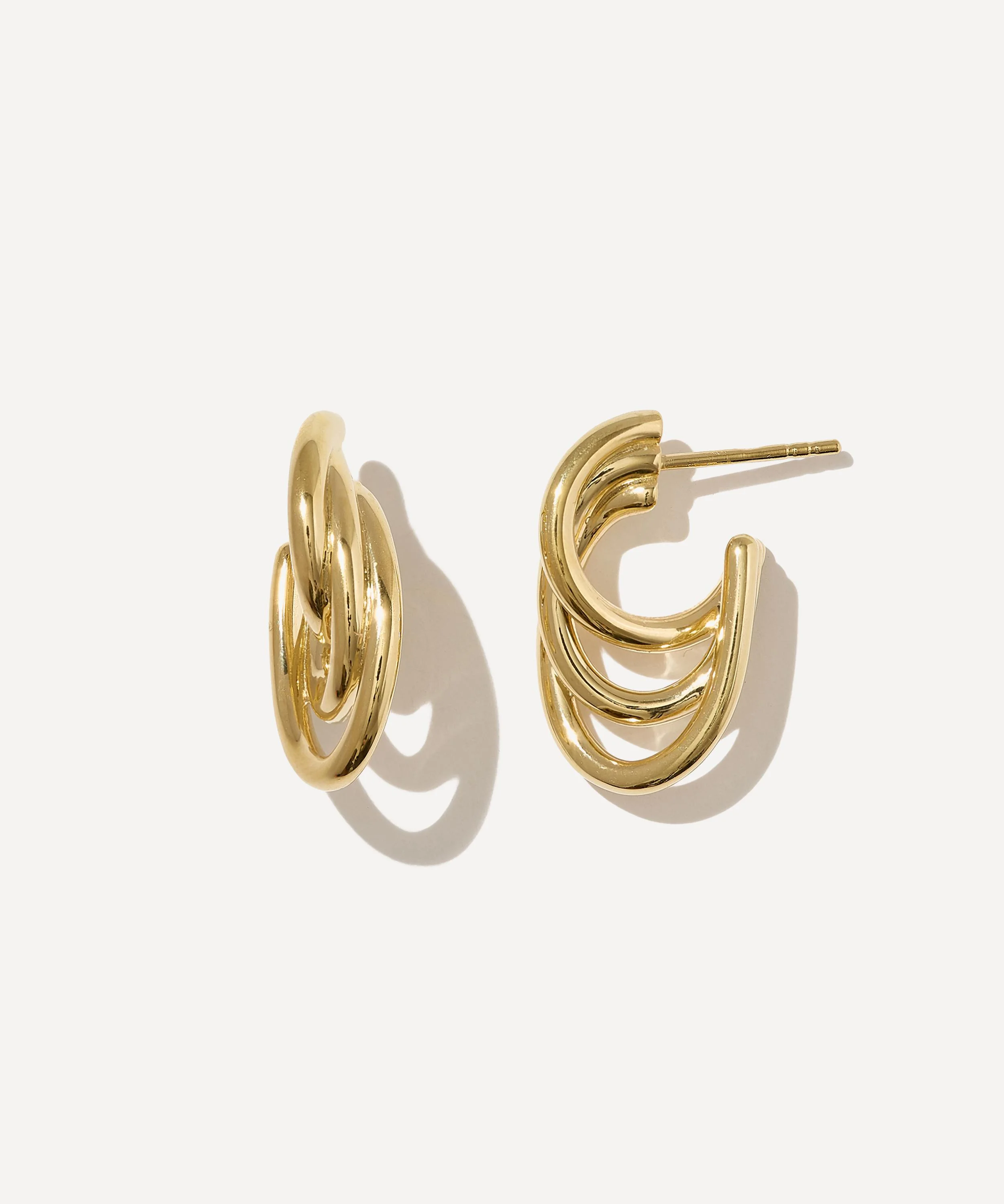 14ct Gold-Plated Vermeil Silver Gathered Sonder Hoop Earrings - 1