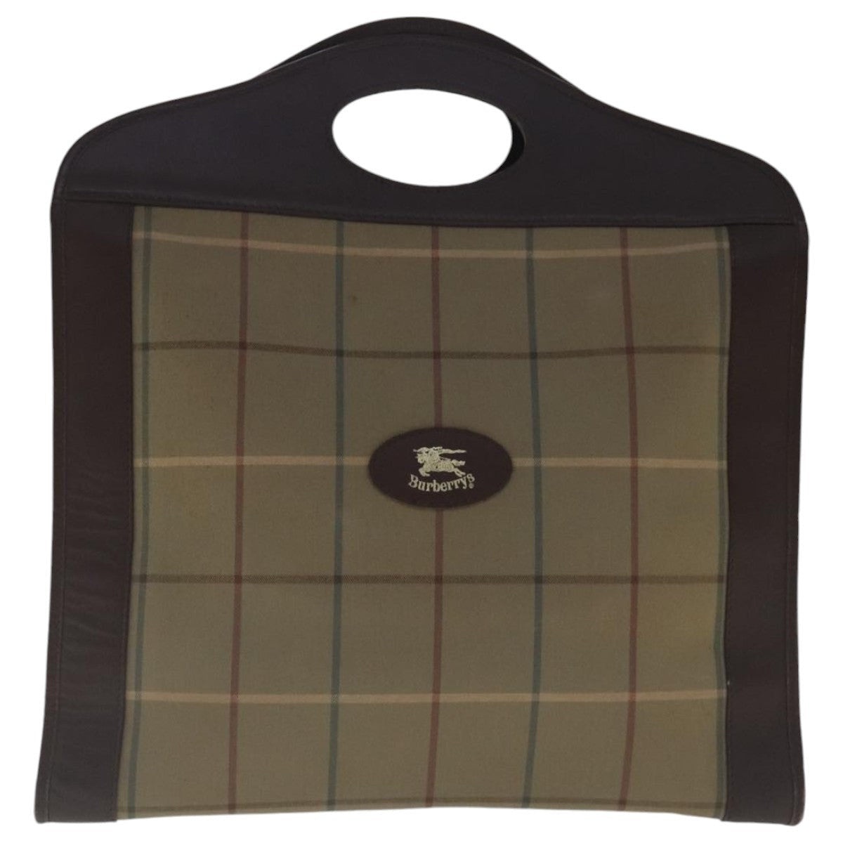 Burberry Nova Check Hand Bag Canvas Leather Brown - 2