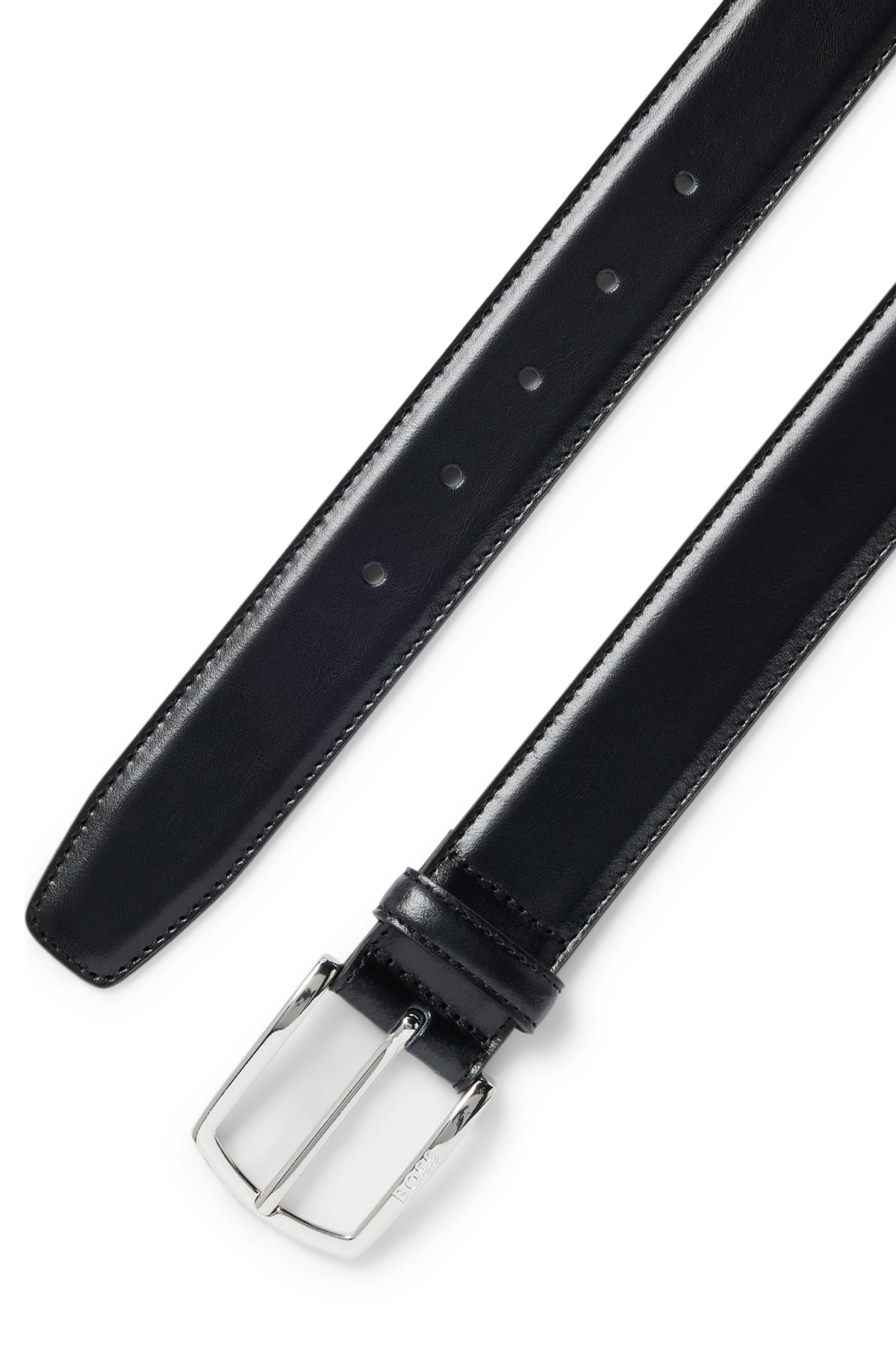 ITALIAN-LEATHER BELT WITH BRANDED BUCKLE AND FULL LINING - 3