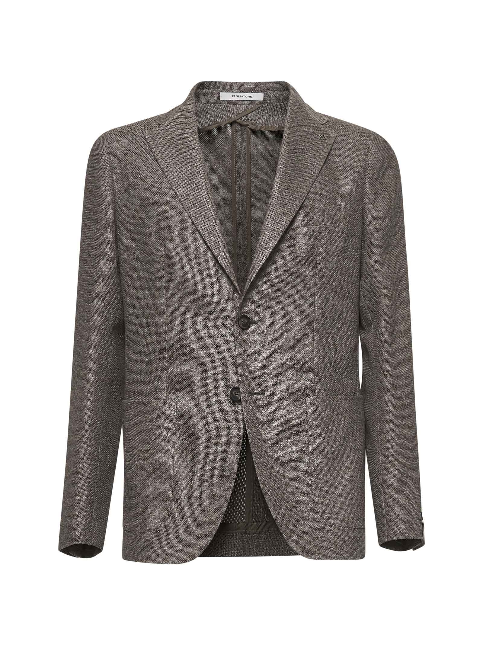 TAGLIATORE - Tagliatore Men Brown Silk And Wool Montecarlo Blazer - 1